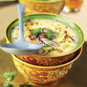 Thai coconut and shiitake soup with coriander